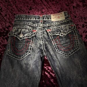 True Religion Women's Skinny Jeans - Black with Red Stitching